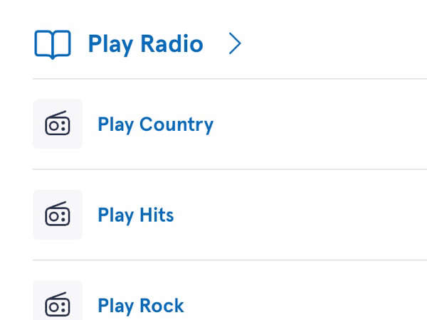 Screenshot listing three stations within a library