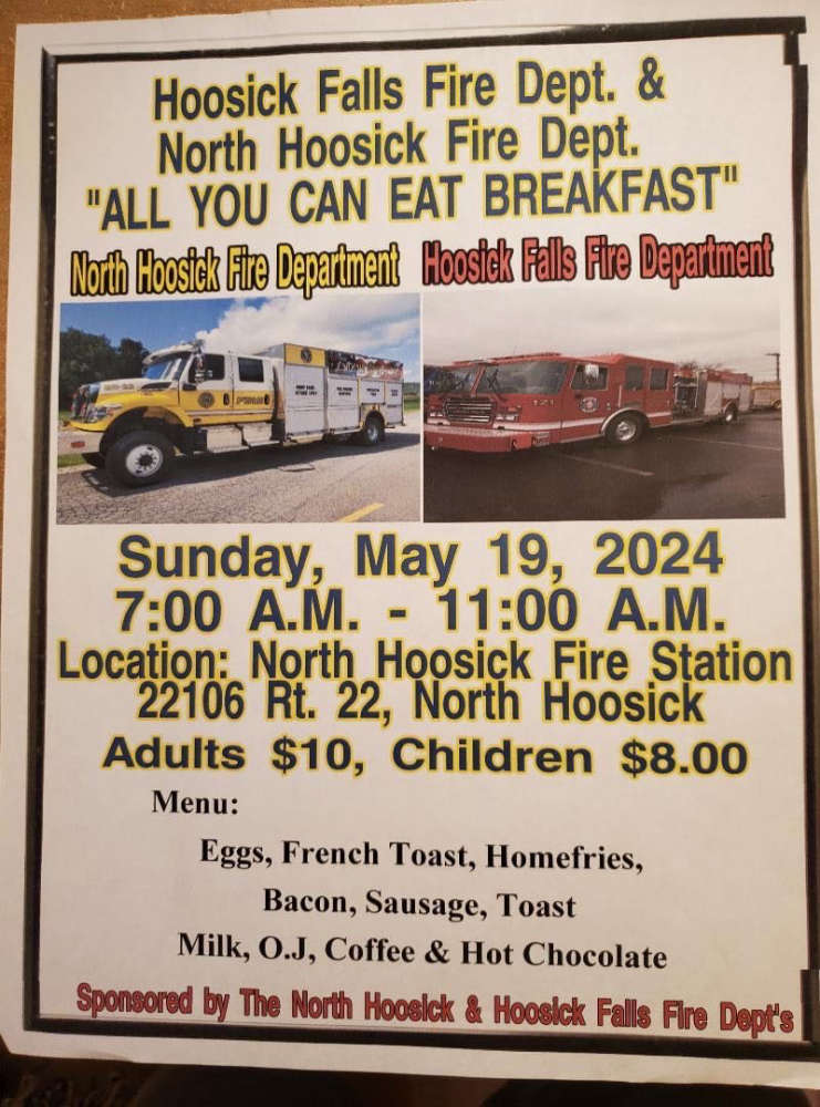 Hoosick Falls Fire Department Breakfast May 19