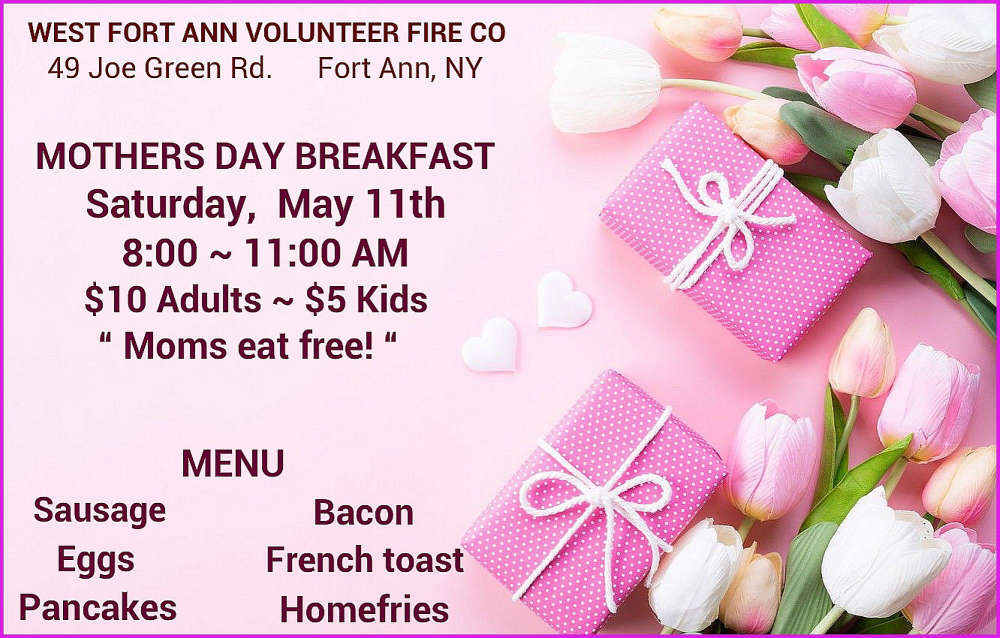West Fort Ann Mother's Day (Saturday) Breakfast