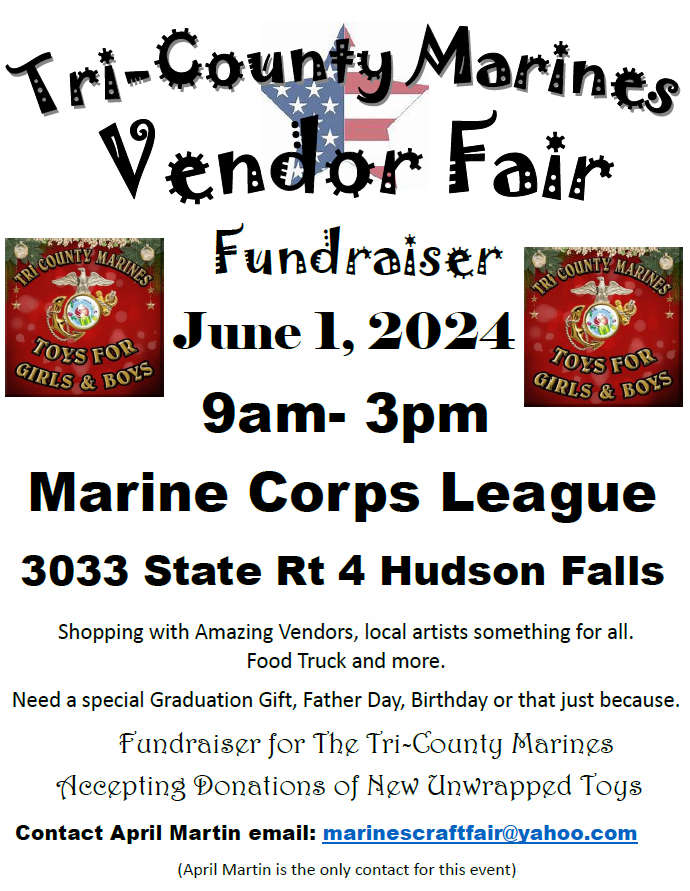 Tri-County Marines Vendor Fair June 1st