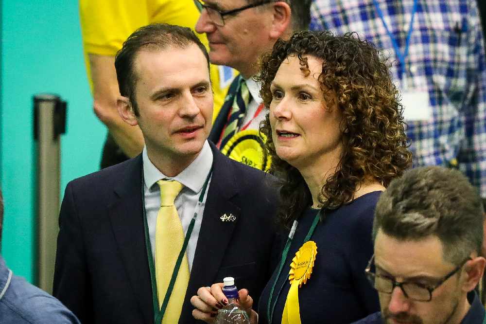 Mr Gethins at December's election count with successor Wendy Chamberlain