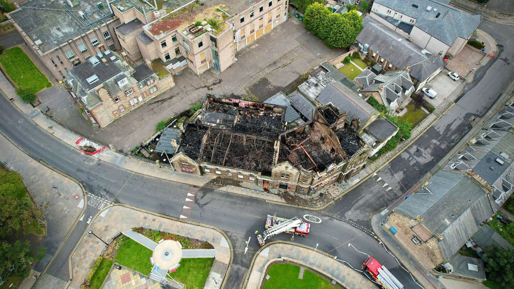 The damage caused by Sunday's fire at Kitty's from above. Image: Bryan Wood.