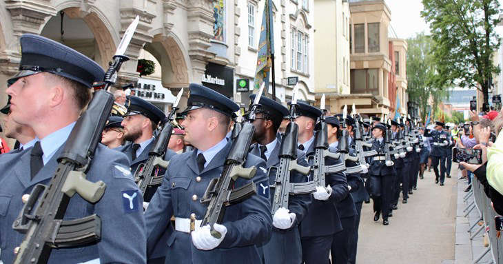 Large crowd watches military parade for Armed Forces Day in Exeter ...