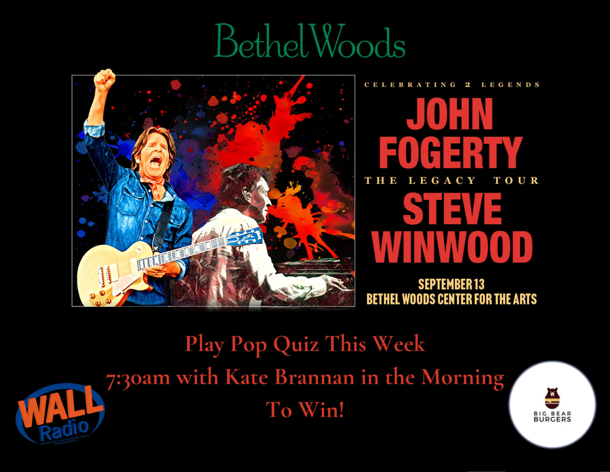 John Fogerty and Steve Winwood bring The Legacy Tour to the iconic Bethel Woods Center for the Arts on Sunday, September 13, 2026