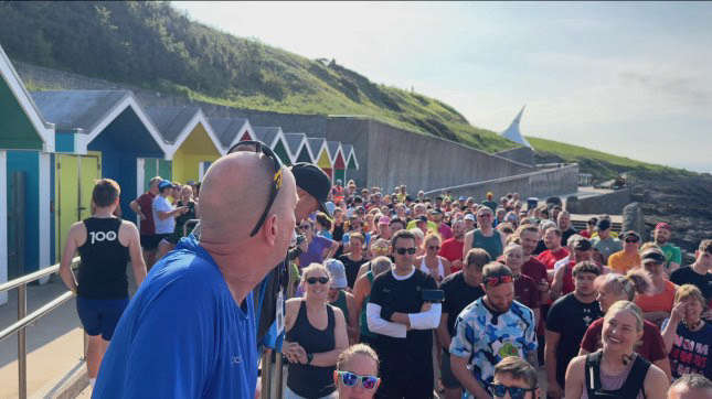 Runners gather for the tenth anniversary Barry Island parkrun