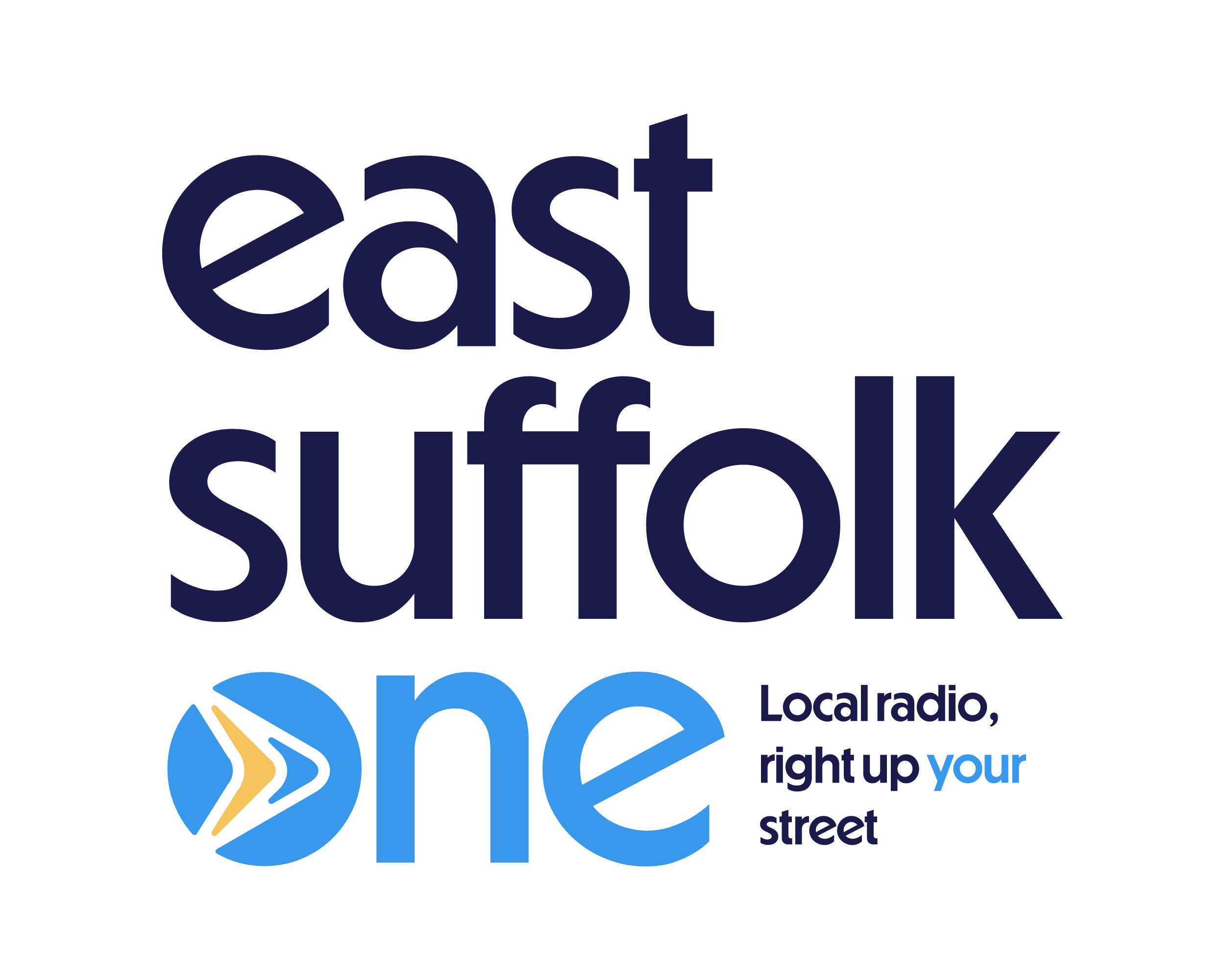 East Suffolk One logo, colour, with slogan
