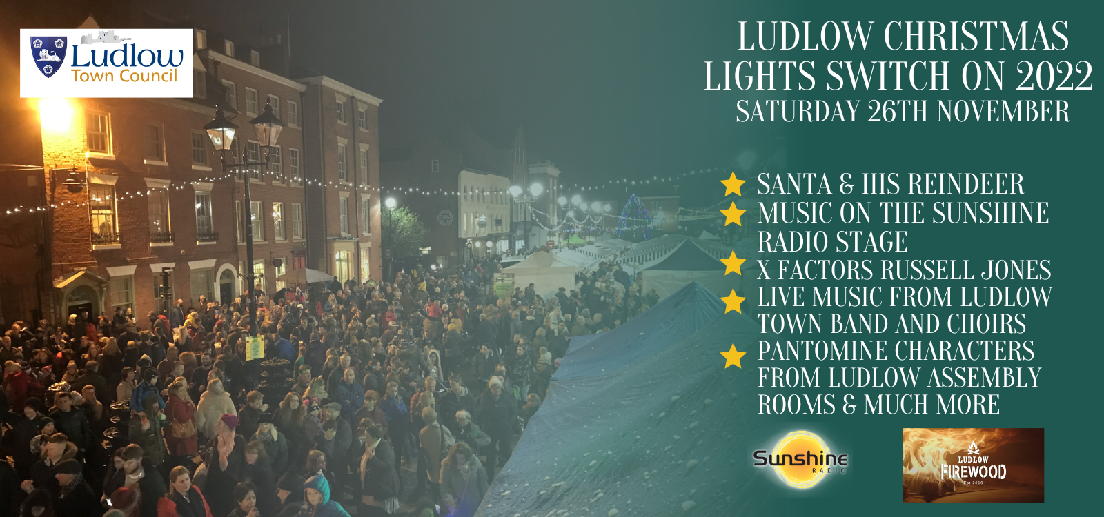 Ludlow Town Councils BIG Christmas Lights switch on with Sunshine Radio