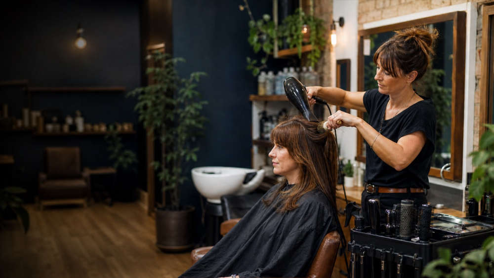 A health and beauty professional with a client