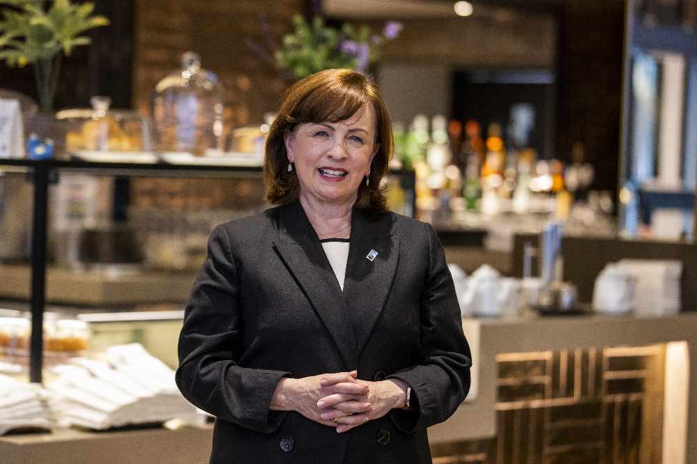 Northern Ireland Economy Minister Diane Dodds at the Grand Central Hotel in Belfast as lockdown restrictions ease allowing the reopening of indoor hospitality.