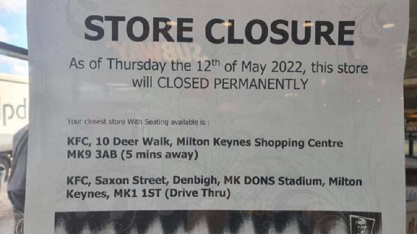 KFC restaurant in Milton Keynes suddenly closes 'permanently' - MKFM ...
