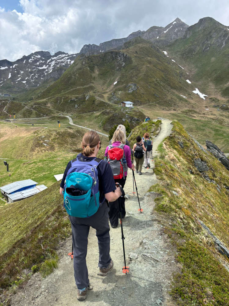 Mountain trail with hikers