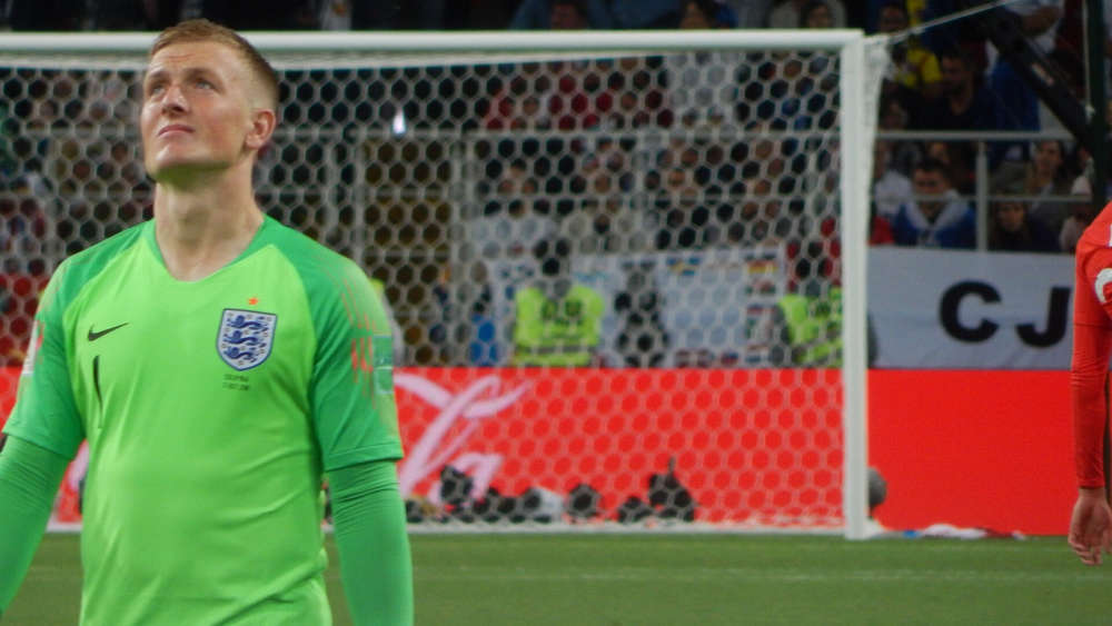 Jordan Pickford at the FIFA World Cup 2018, Round of 16, Colombia vs. England. Courtesy of Voltmetro.