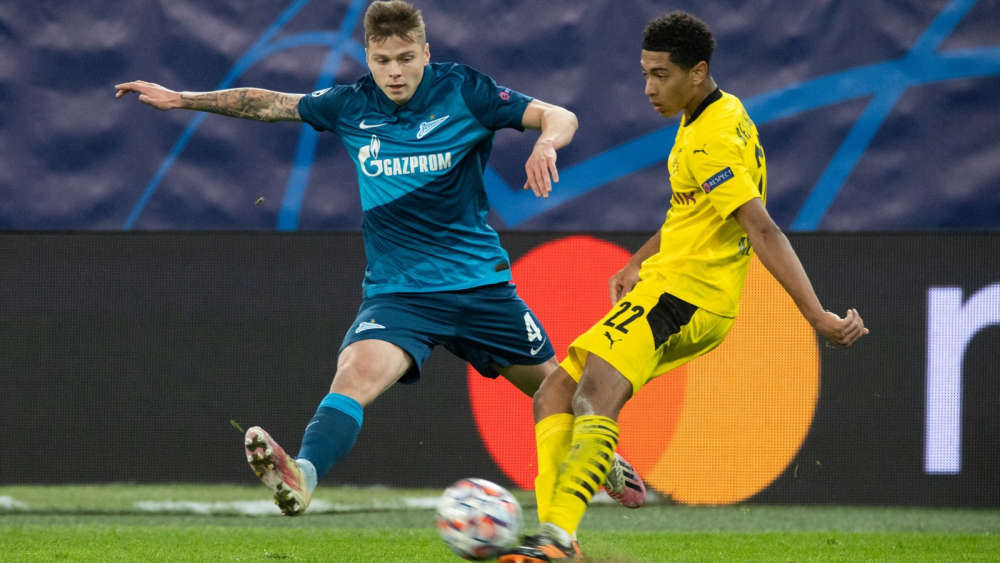 Danil Krugovoy and Jude Bellingham in Zenit vs. Borussia, UEFA Champions League 2020. Courtesy of Vyacheslav Evdokimov.