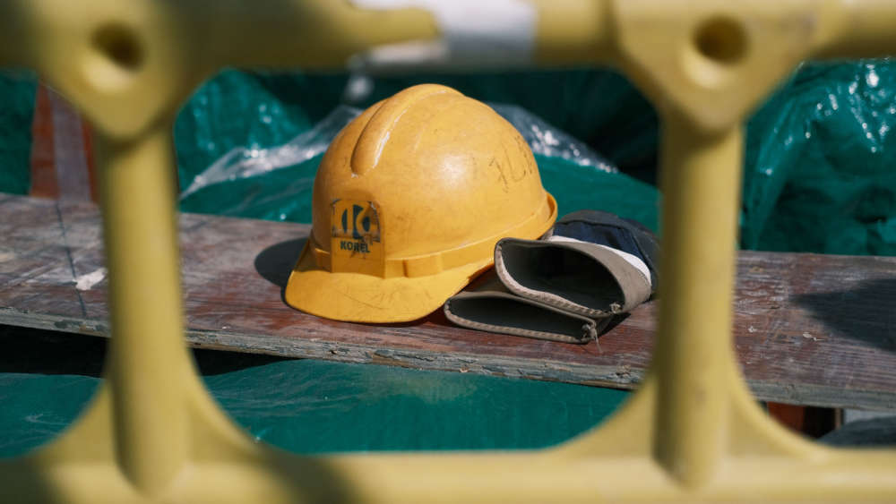 Gloves and a hard hat 