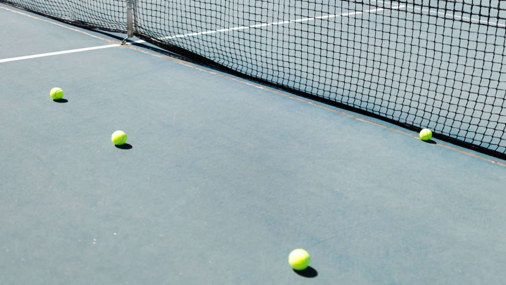 Balls on a tennis court