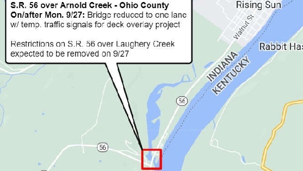 Restrictions move to S.R. 56 over Arnold Creek next week in Ohio County
