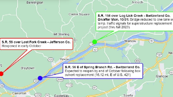 Bridge project begins Oct. 31 at Log Lick Creek in Switzerland County ...