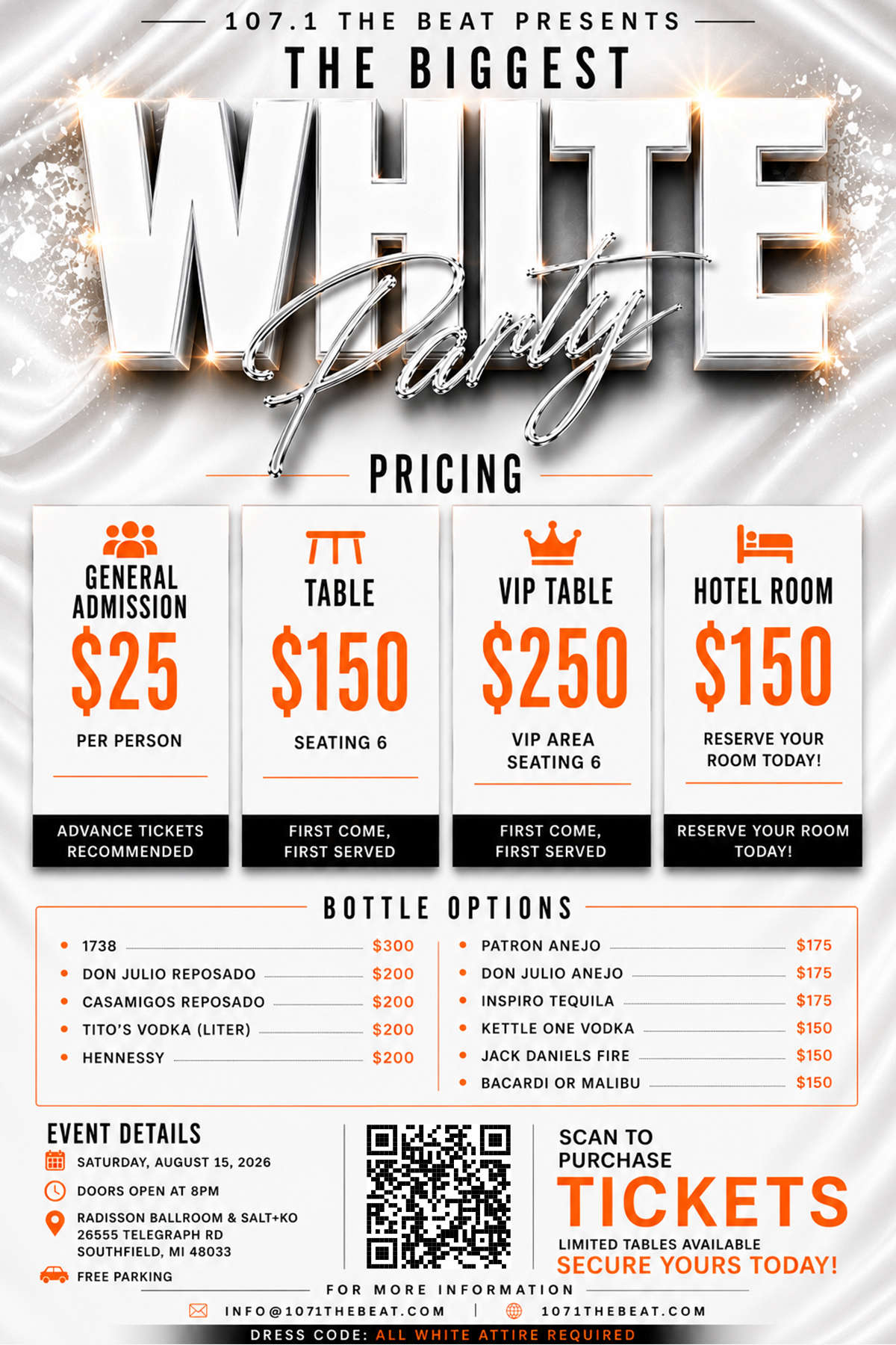 The Biggest White Party Back Flyer