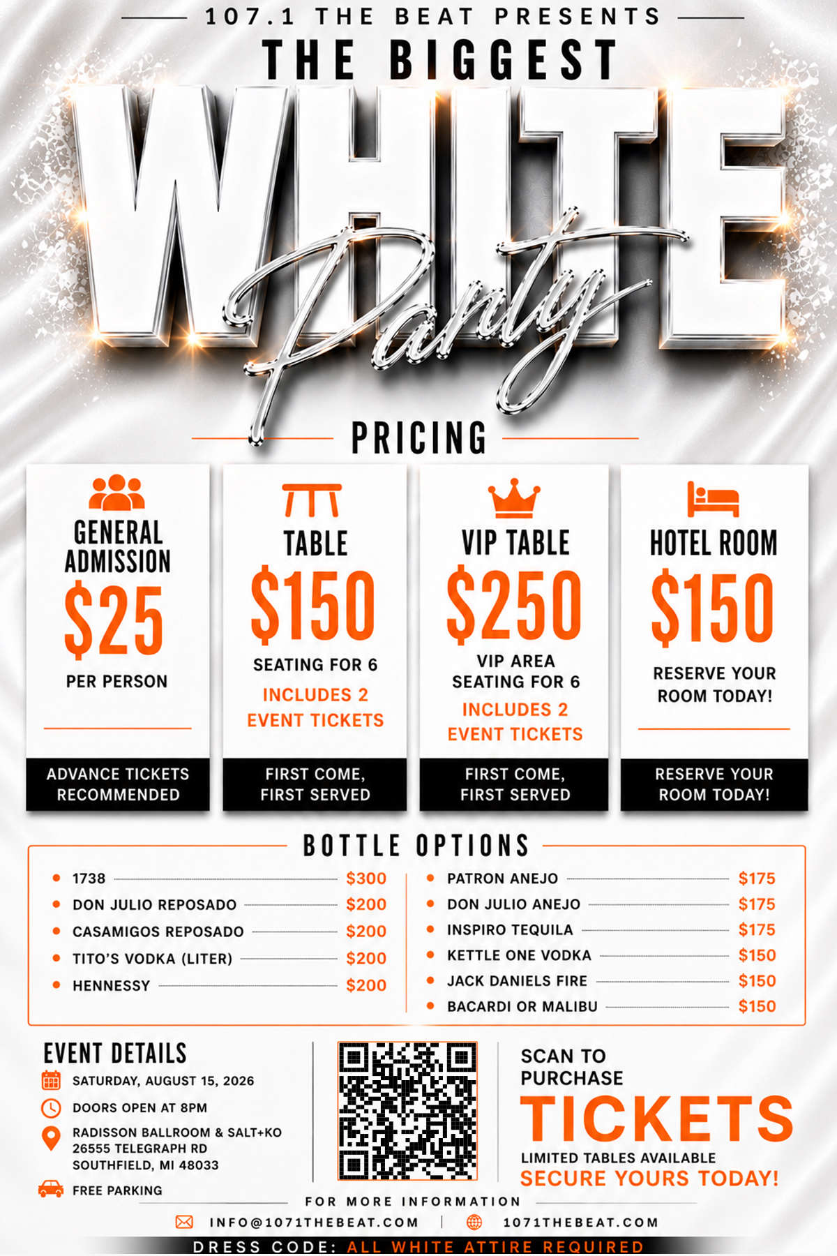 The Biggest White Party Back Flyer