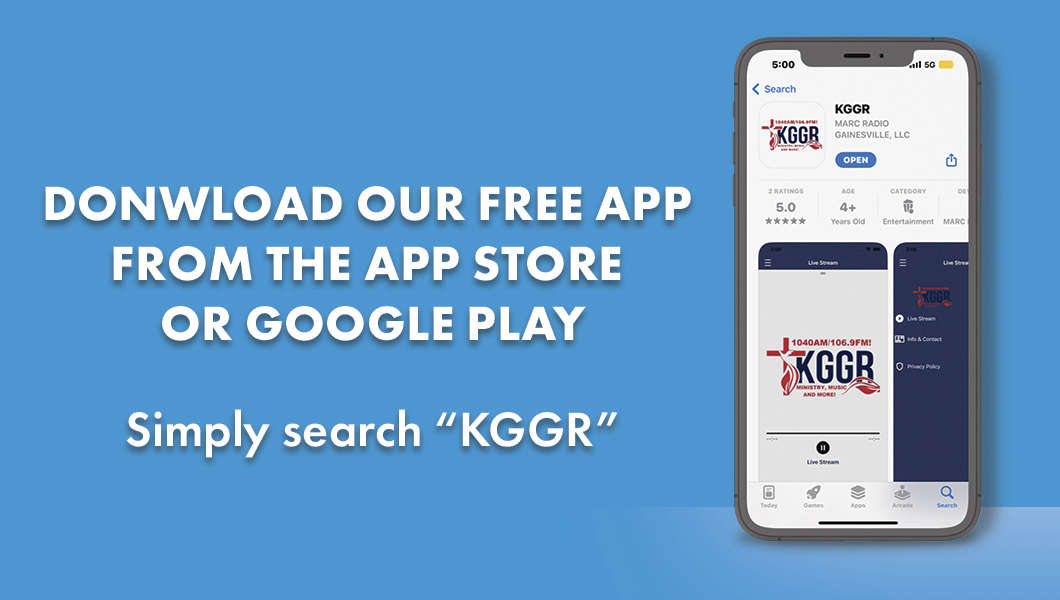 Download our free app from the App Store or Google Play, Simply search KGGR