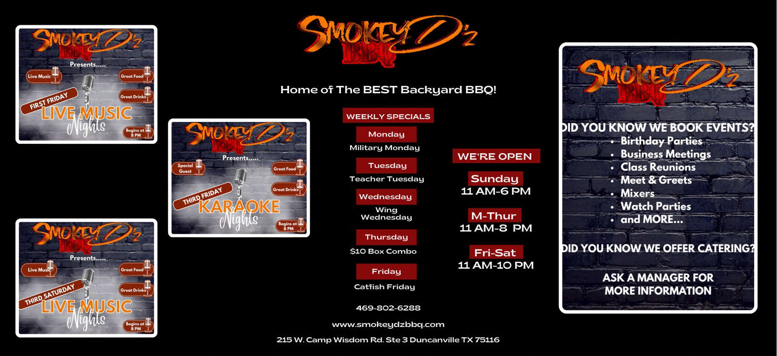 Smokey D'z BBQ. Home of the BEST backyard BBQ!
