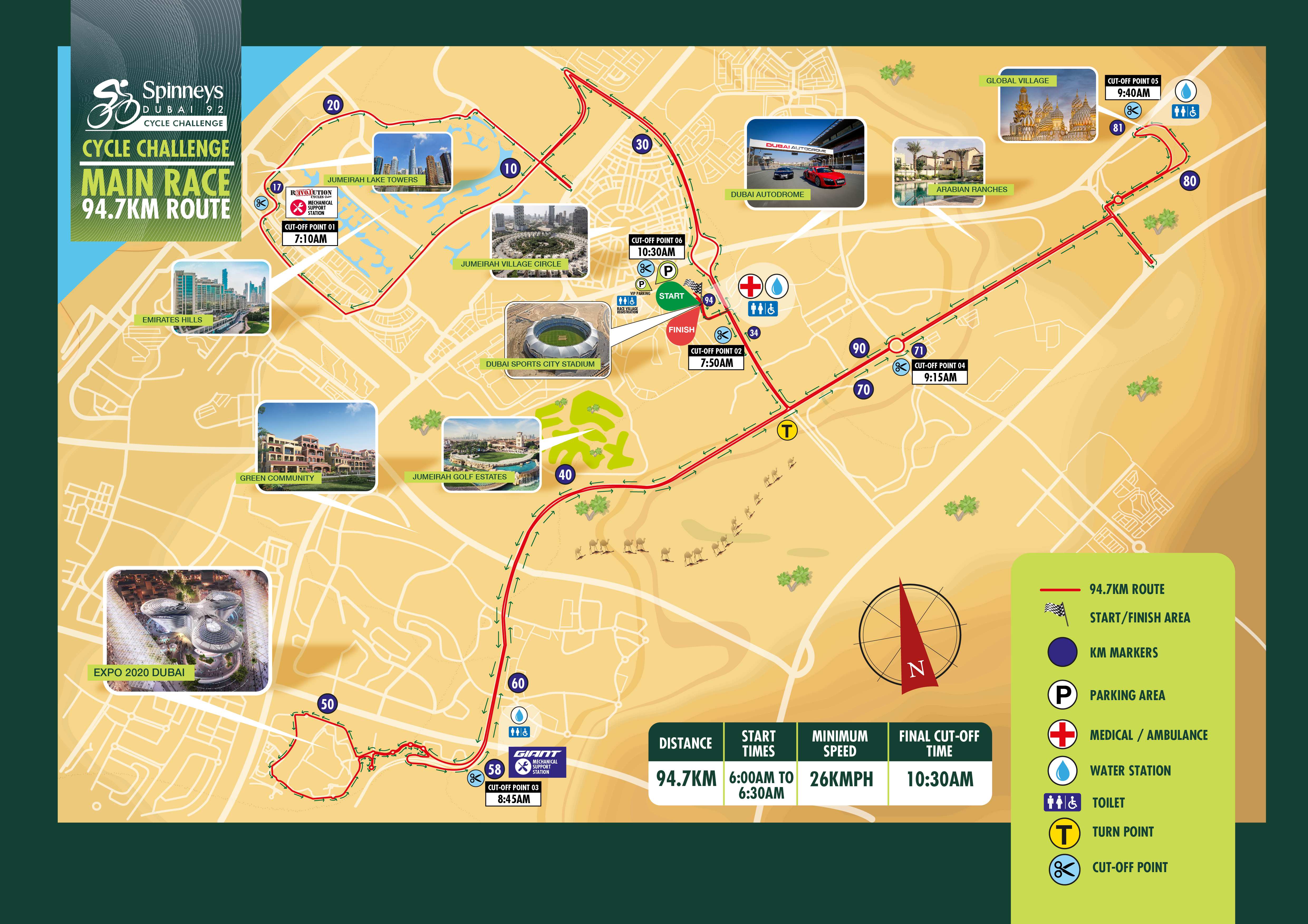 dubai cycle tour 2023 map