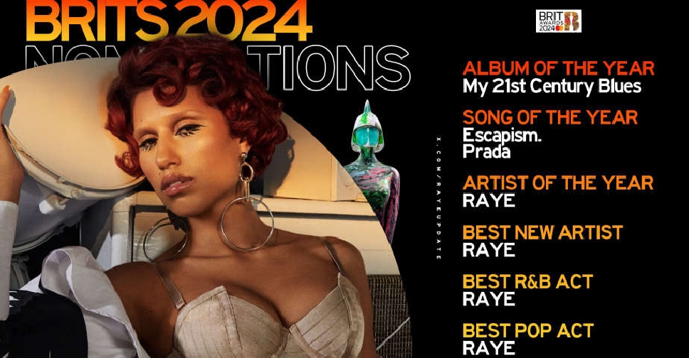 Raye leads nominations at BRIT Awards - Dubai Eye 103.8 - News, Talk &  Sports