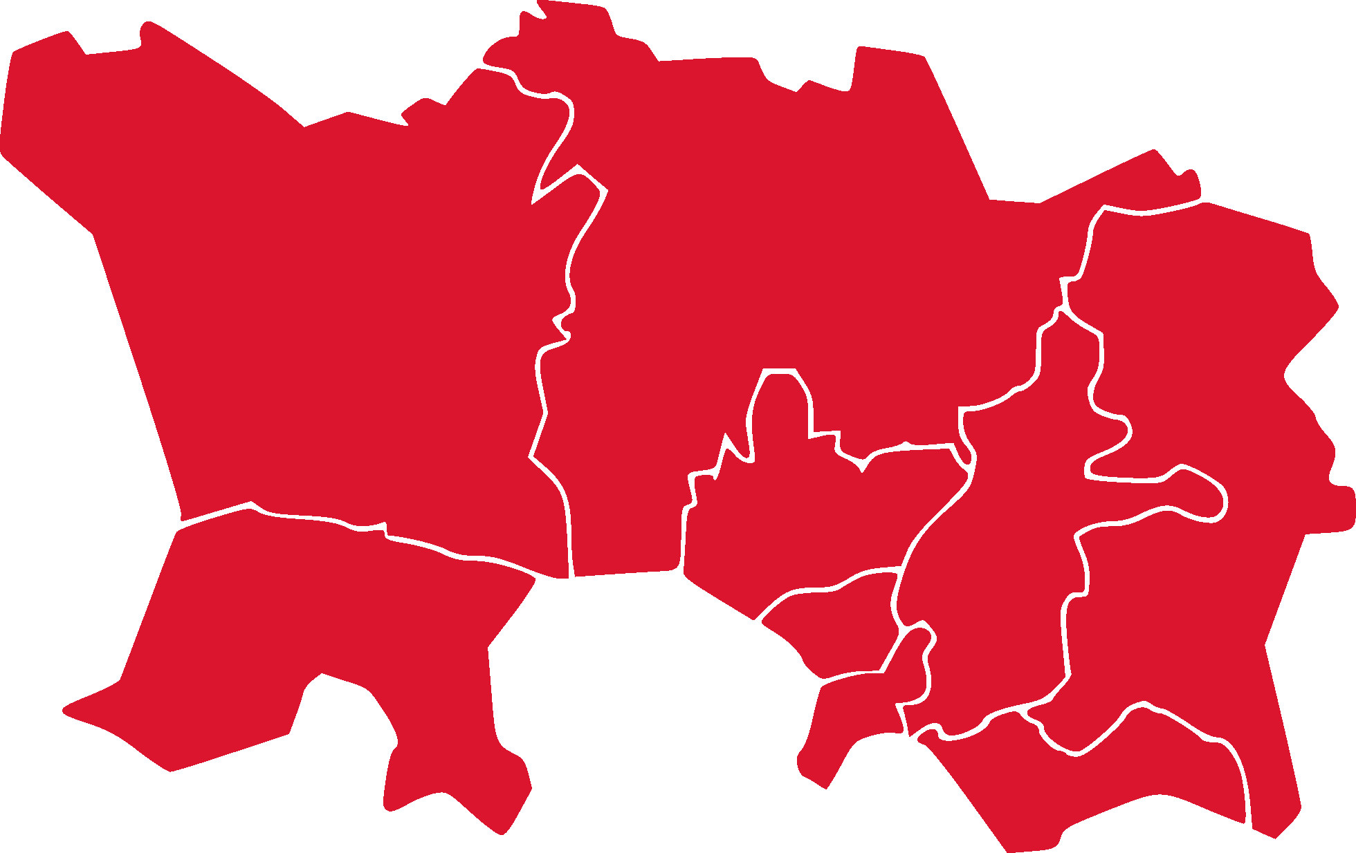 Map of the nine electoral districts