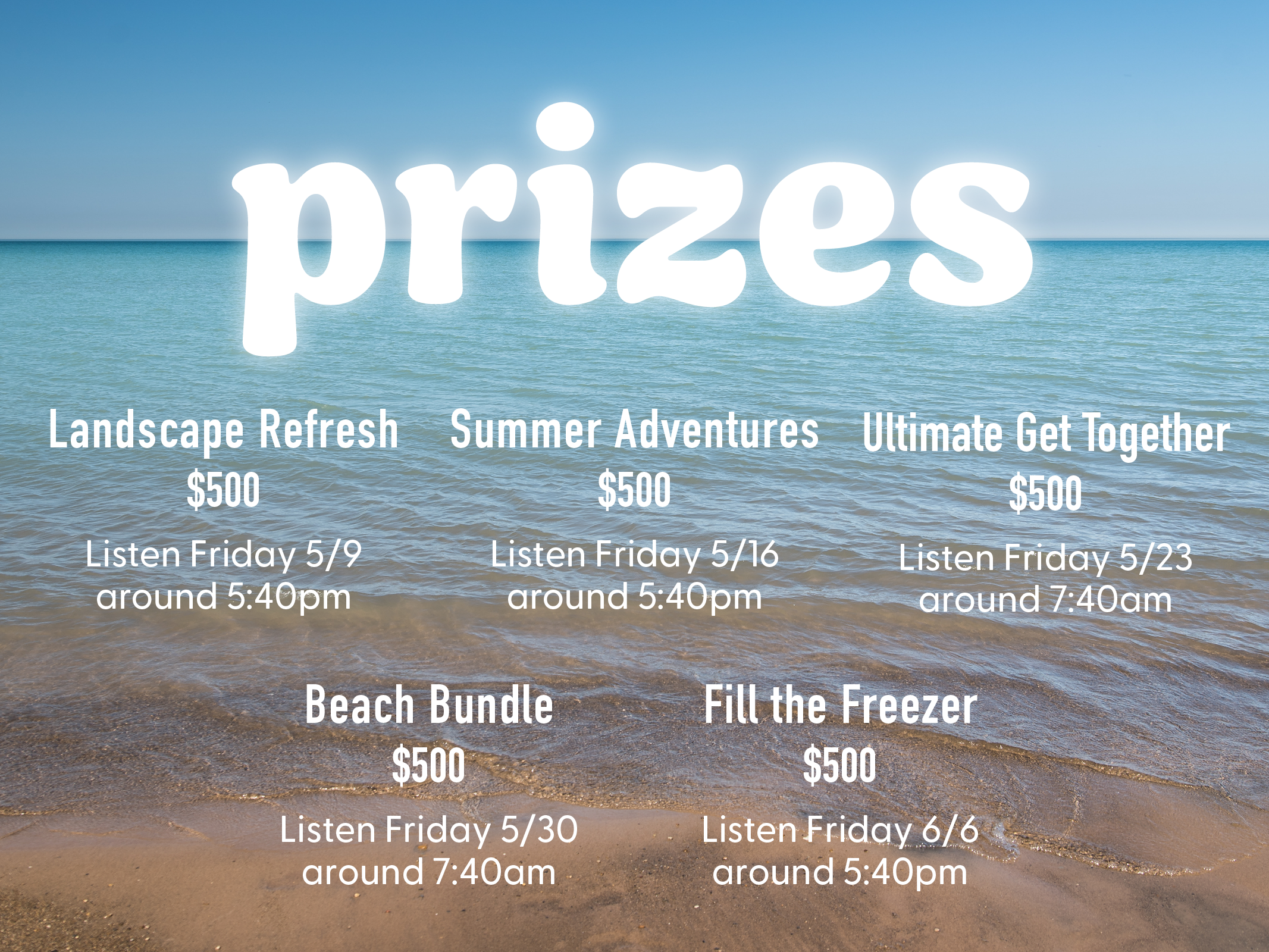 91.3 WCSG Get Set for Summer prize schedule