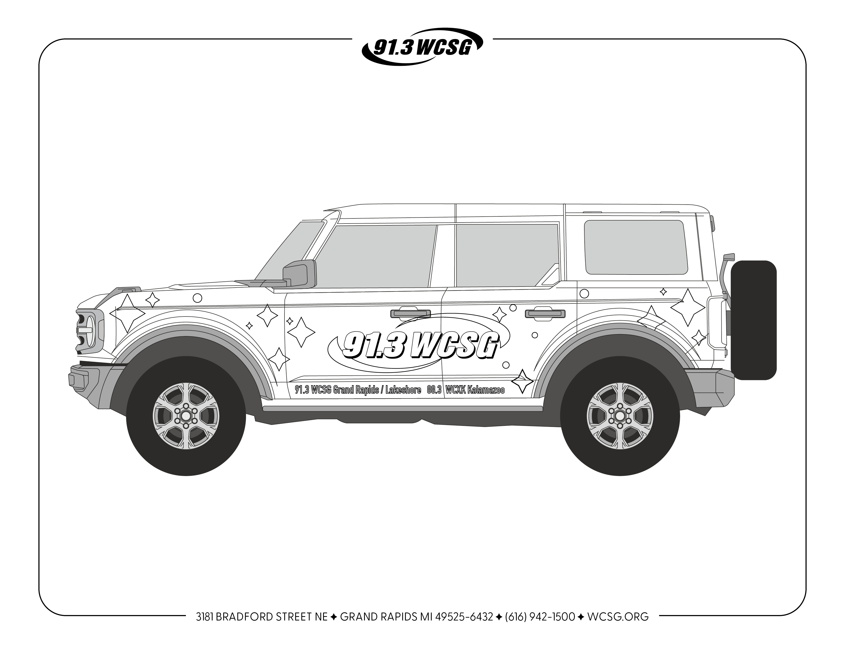 91.3 WCSG free coloring sheets: Bronco