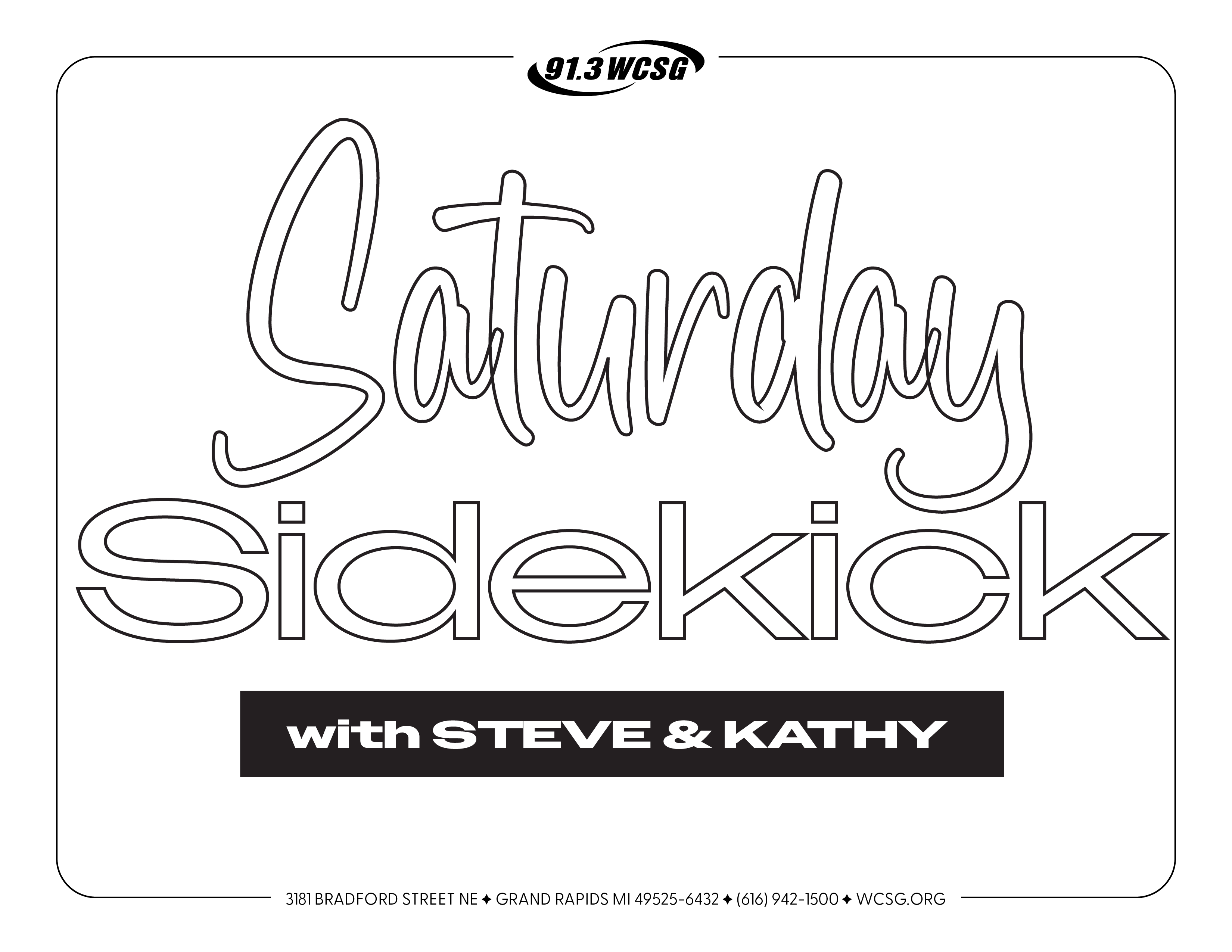 91.3 WCSG free coloring sheets: Saturday Sidekick