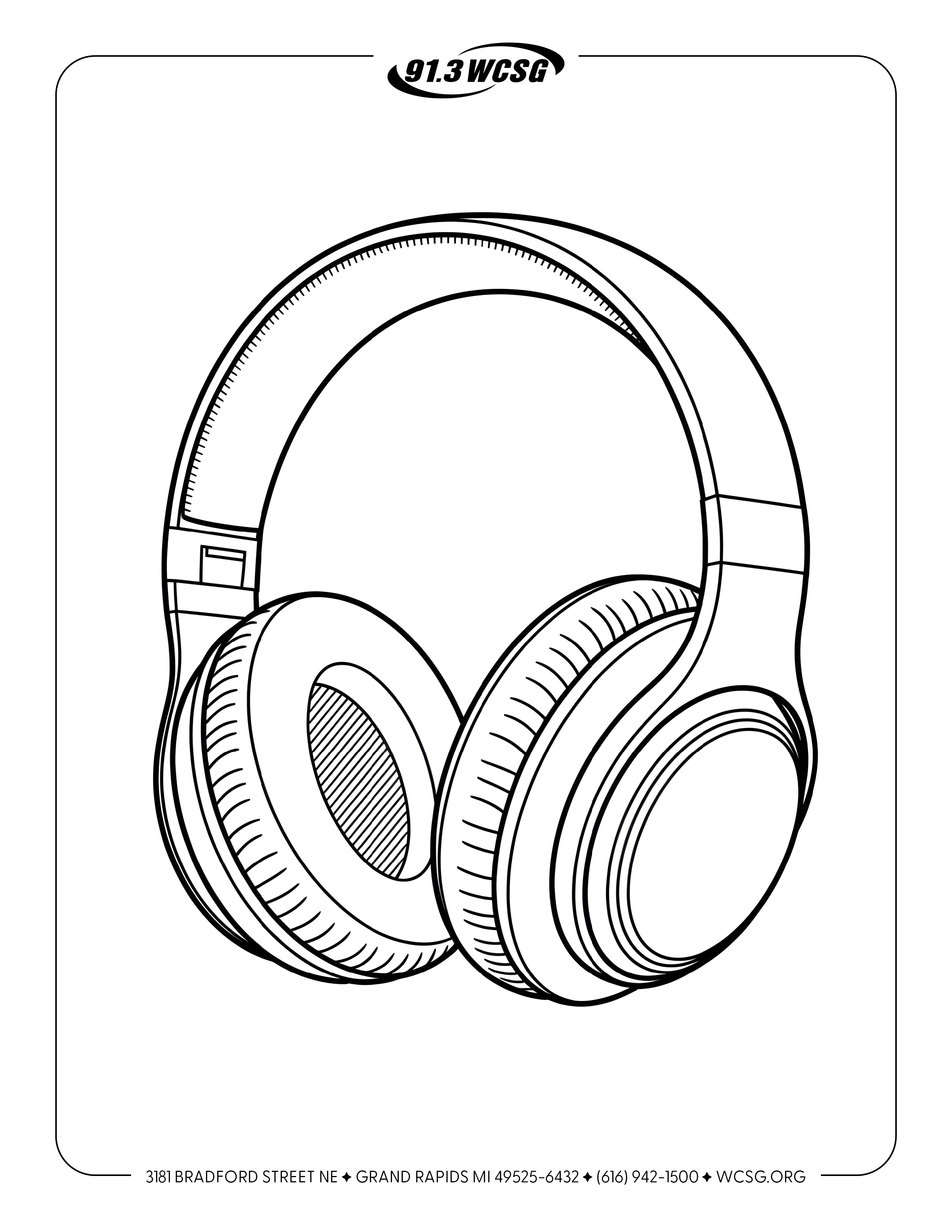 91.3 WCSG free coloring sheets: headphones