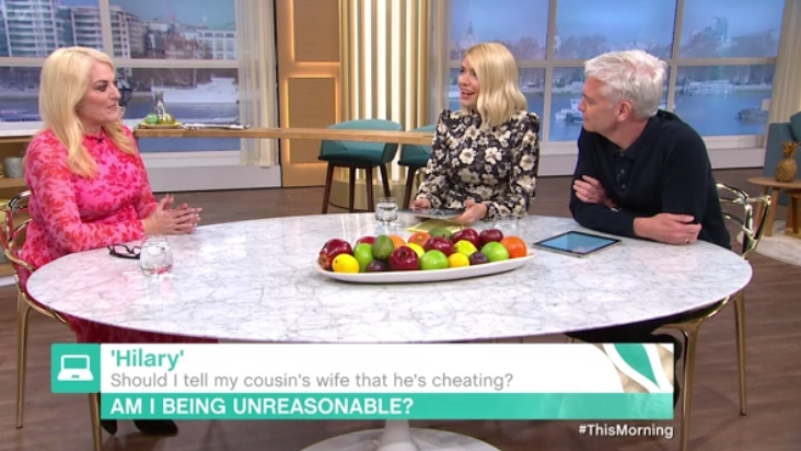 Holly Willoughby and Phillip Schofield hosting the segment with Vanessa Feltz
