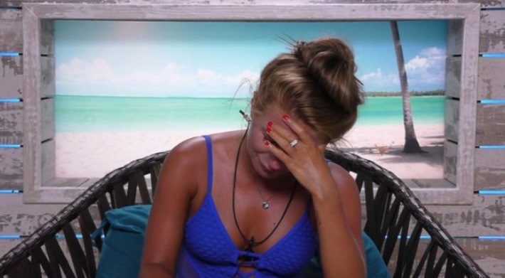 Dani Dyer cries in the Love Island diary room back in 2018.