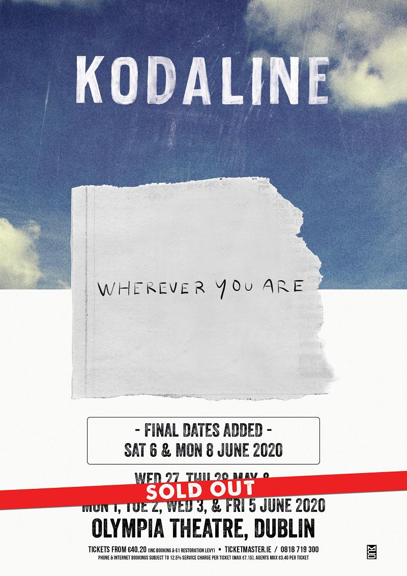 The poster for Kodaline's upcoming Dublin gigs