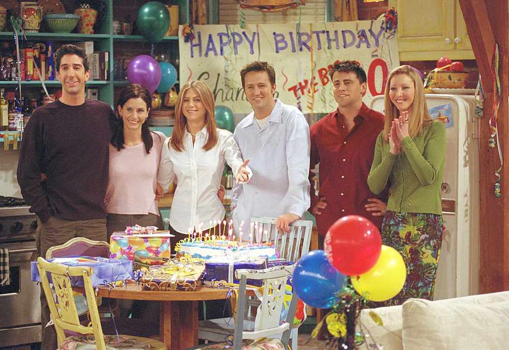The cast of Friends on the set of the show