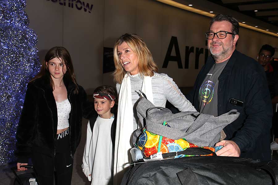 Kate Garraway, husband Derek and their children arrive at Heathrow Airport after 'I'm A Celebrity... Get Me Out Of Here!' 