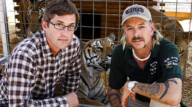 Louis Theroux pictured with Joe Exotic during filming for America's Most Dangerous Pets in 2011