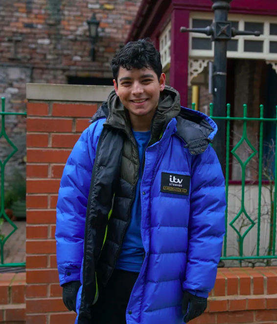 Actor Adam Hussain arriving on set.