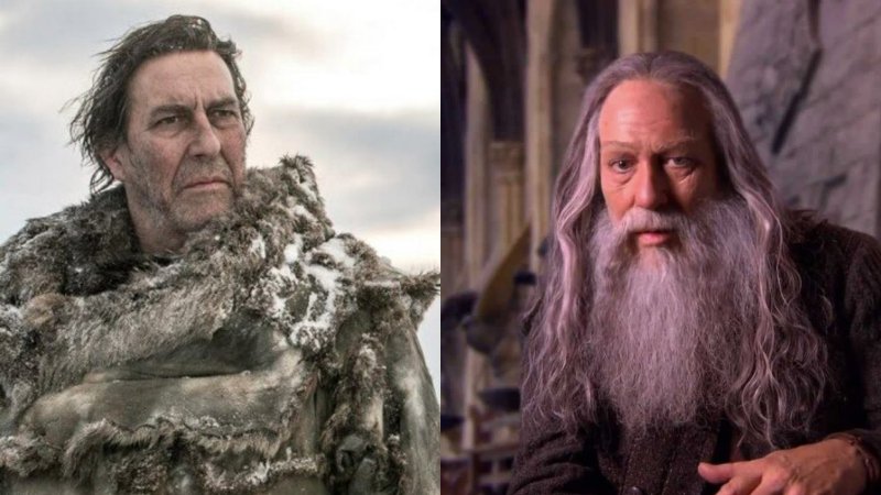 Ciaran Hinds as Mance Rayder in Game of Thrones and Aberforth Dumbledore in Harry Potter