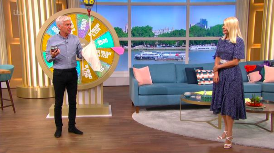 Holly and Phil during the Spin the Wheel competition