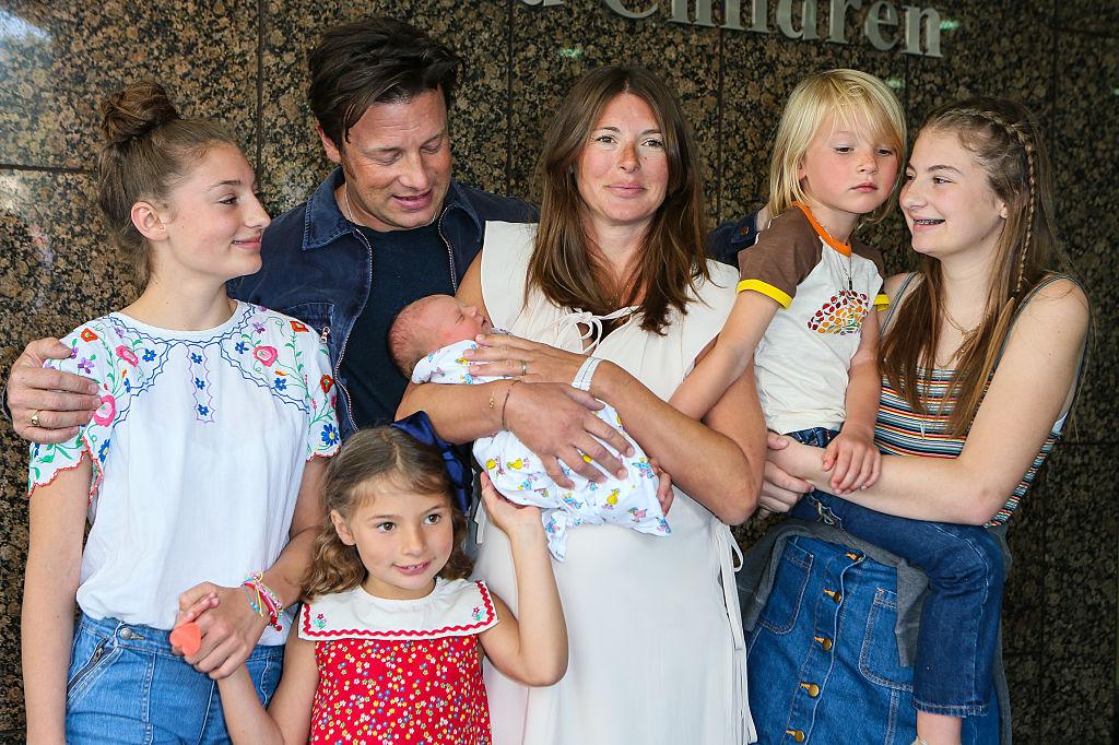 Jamie and Jools Oliver with their five children