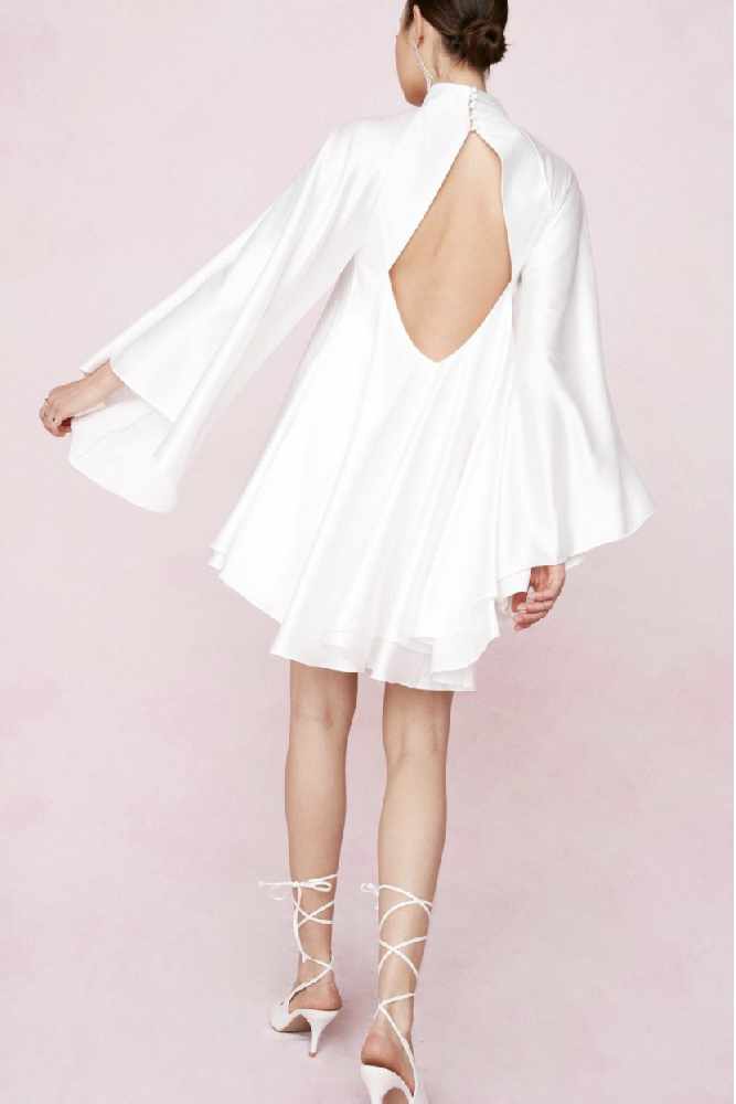 Bridal Feather Cuff Blazer Mini Dress