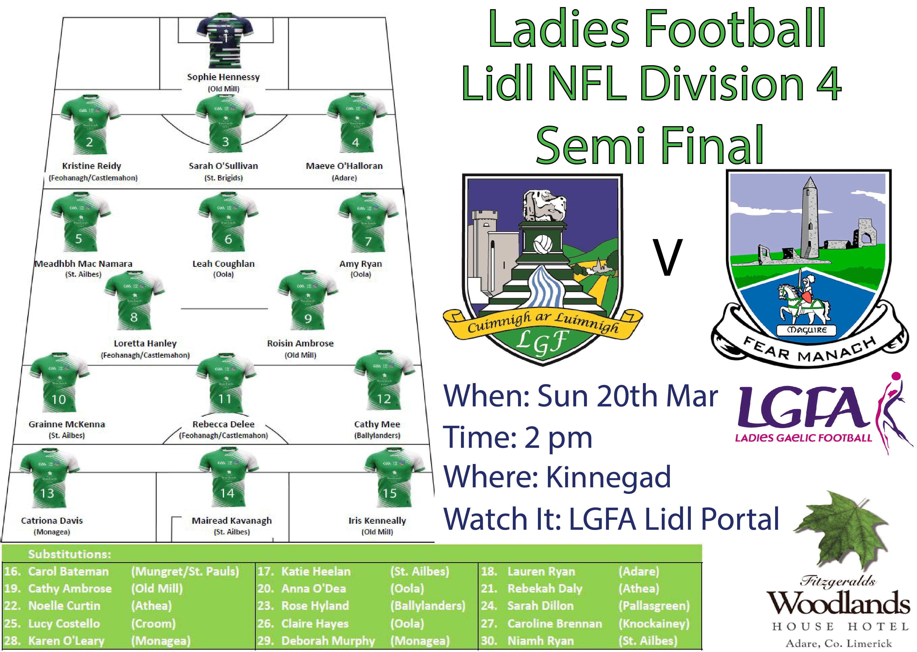 Limerick Ladies footballers contest National League semi-final