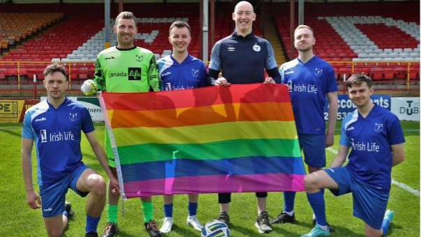 English soccer club plays match wearing jerseys designed after