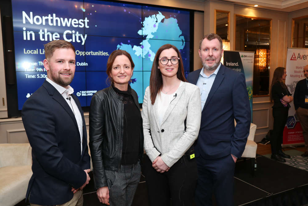 (L to R - Ethan McGloin, Design Manager, King & Moffatt; Lucia Macari, Director of Operations, Overstock; Claire Rooney, Technical Director, AbbVie and Dr. Ciaran Ricardson, Director of Research and Development, Randox Teoranta.)