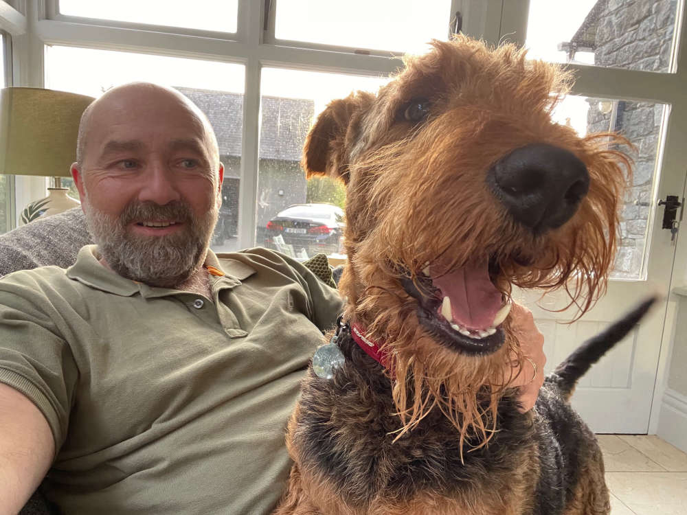 Seamus, the rescue dog who won an award at the Dundalk Dog Show with new owner Brendan Cumiskey