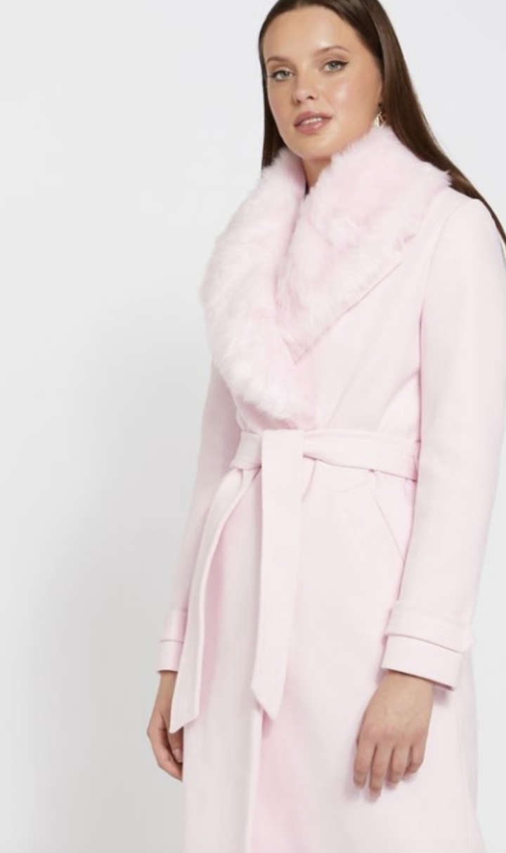 Pale pink wrap outlet coat