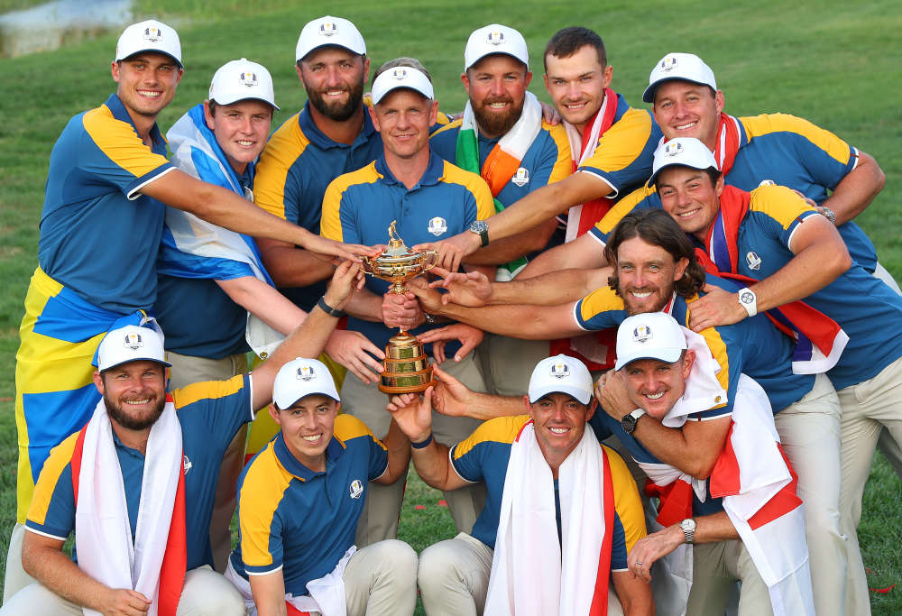 Team Europe celebrate winning the 2023 Ryder Cup