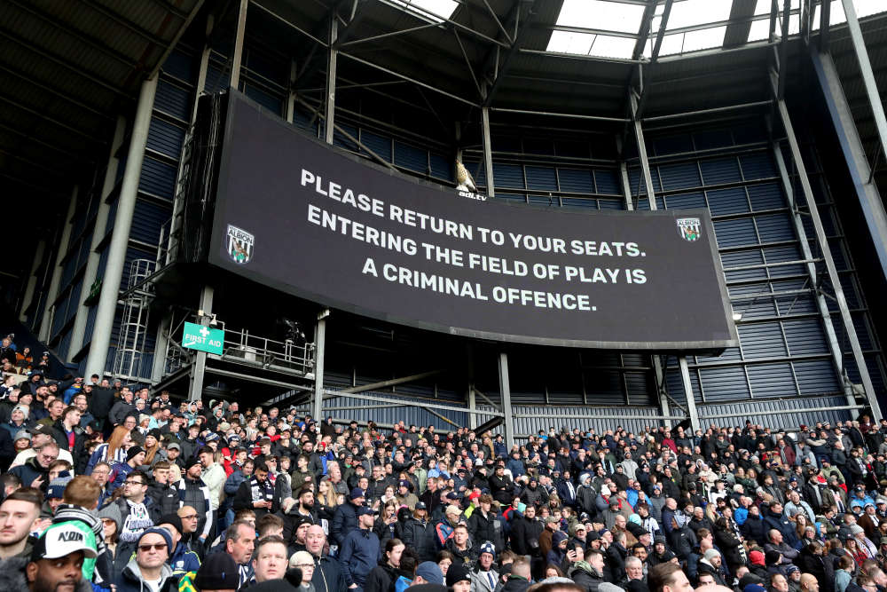 A warning is issued to fans causing trouble at The Hawthorns (Photo by Catherine Ivill/Getty Images)